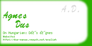 agnes dus business card